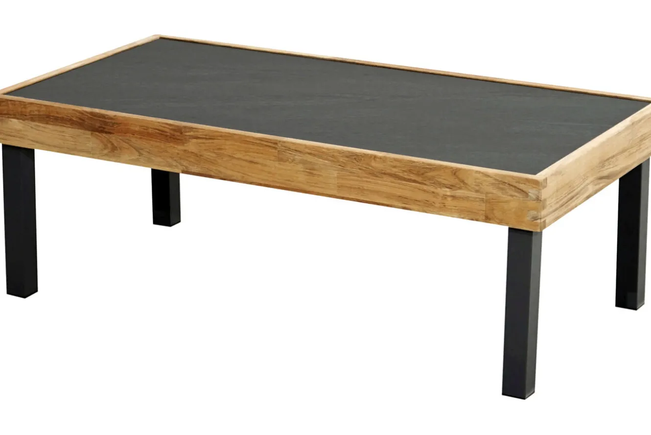 OUTFLEXX Skagen Couchtisch, Anthrazit, Teak/Aluminium, 125x65 cm, Pflegeleicht
