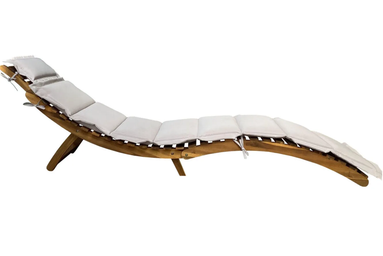OUTFLEXX Sonnenliege, Akazie/Polyester, 186 x 55 x 21 cm, inkl. Auflage, FSC®-zertifiziertes Produkt