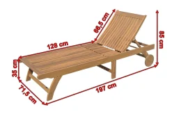 OUTFLEXX Sonnenliege, natur, Akazie, Geölt, Rollbar, Vertikal Verstellbar, FSC®-zertifiziertes Produkt