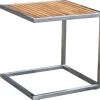 OUTFLEXX Sonnenliegen-Set, silber, Edelstahl/Teak, 195,5x74x35cm, mit Armlehnen, inkl. Beistelltisch 45x45cm, FSC®-zertifiziertes Produkt