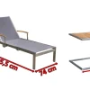 OUTFLEXX Sonnenliegen-Set, taupe, Edelstahl/Teak, 195,5x74x35cm, mit Armlehnen, inkl. Beistelltisch 45x45cm, FSC®-zertifiziertes Produkt