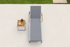 OUTFLEXX Sonnenliegen-Set, taupe, Edelstahl/Teak, 195,5x74x35cm, mit Armlehnen, inkl. Beistelltisch 45x45cm, FSC®-zertifiziertes Produkt