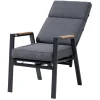 OUTFLEXX Stapelsessel, anthrazit matt, Alu/Polyester, 71,5x59x106 cm, Teak Armlehnen, inkl. Polster