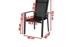 OUTFLEXX Stapelsessel, anthrazit matt/schwarz, Alu/Textilene, 60x69x93,5cm