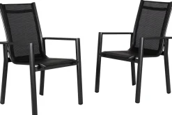 OUTFLEXX Stapelsessel, anthrazit matt/schwarz, Alu/Textilene, 60x69x93,5cm