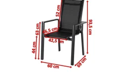 OUTFLEXX Stapelsessel, anthrazit matt/schwarz, Alu/Textilene, 60x69x93,5cm