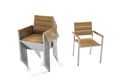 OUTFLEXX Stapelstuhl, Teakholz/Edelstahl, 57x57x85cm, FSC®-zertifiziertes Produkt
