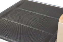 OUTFLEXX Stuhl, schwarz, Edelstahl/Textilene, padded, Armlehnen aus Teakholz, 62x56,5x86cm