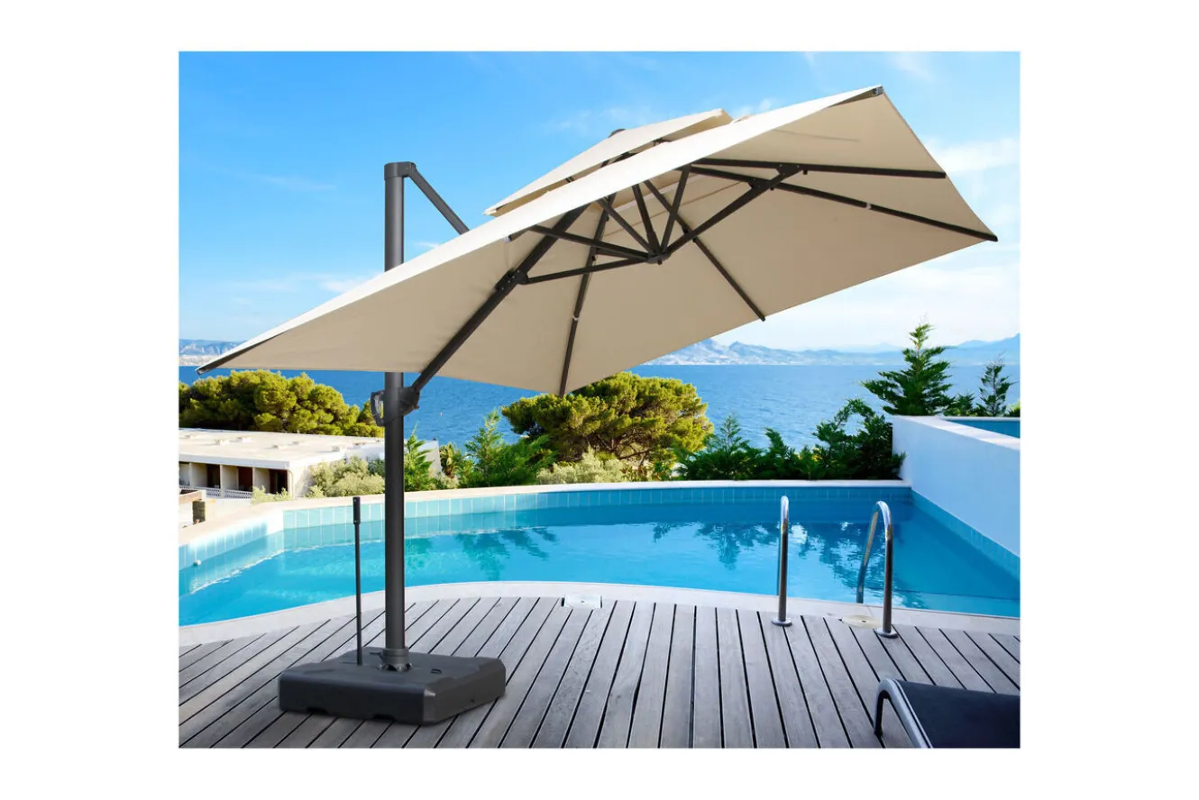 OUTFLEXX Sydney Ampelschirm, anthrazit/creme, Aluminium/Polyester, 400 x 300 cm
