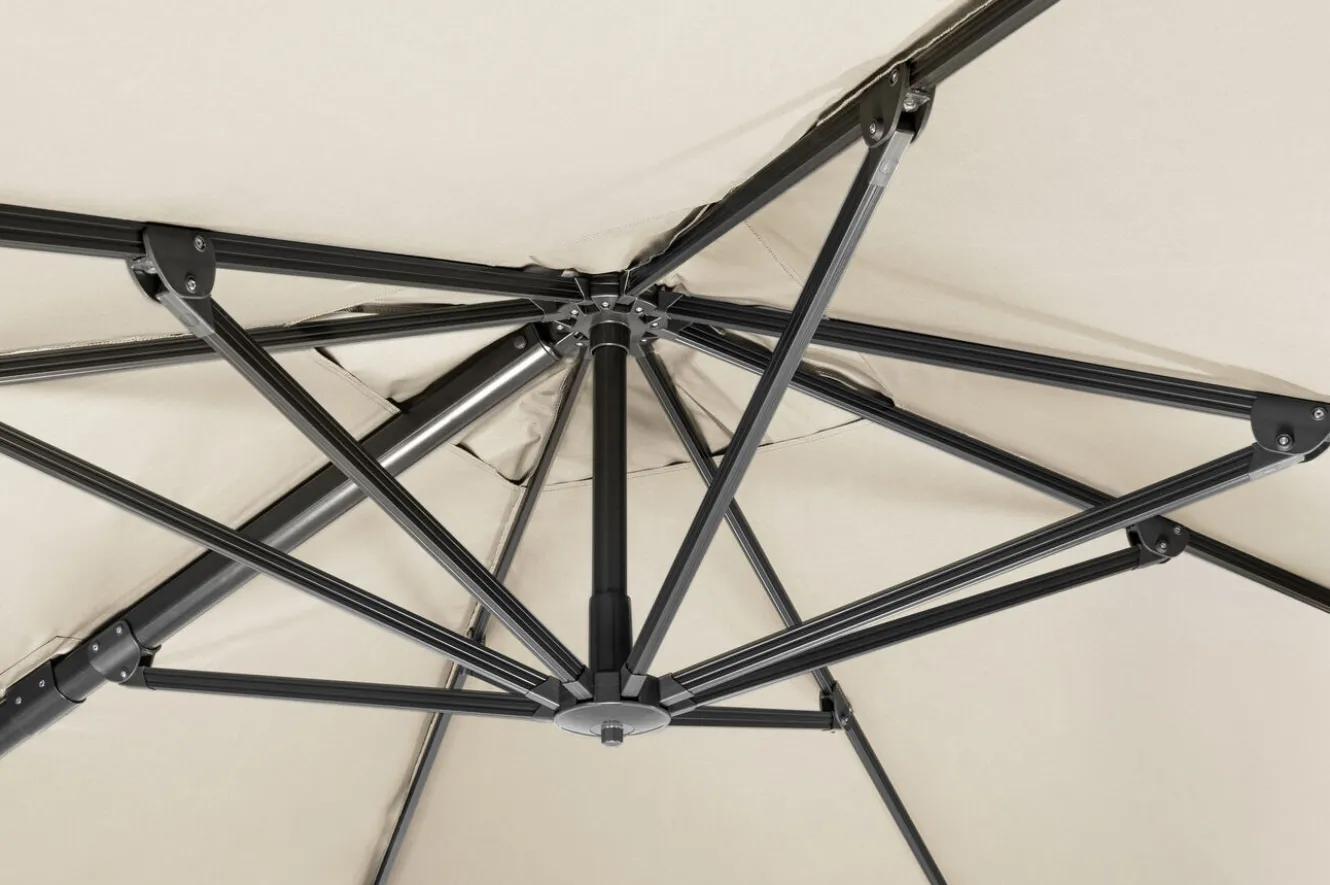 OUTFLEXX Sydney Ampelschirm, weiß/creme, Aluminium/Polyester, 300 x 300 cm, inkl. Kreuzständer, UV-beständig