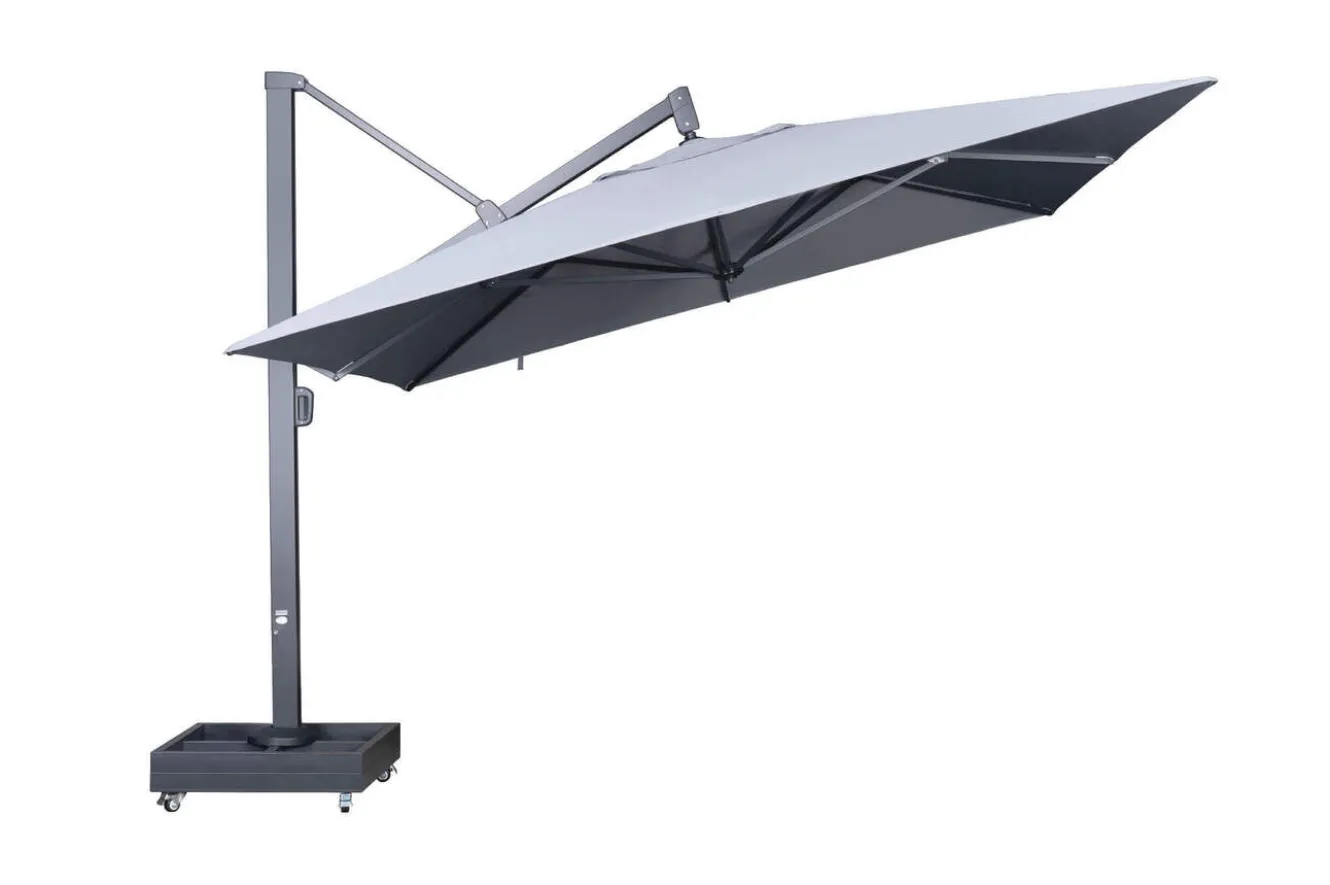 OUTFLEXX Sydney Ampelschirm, anthrazit matt/grau, Alu/Polyester,350 x 350 cm, mit Air-Vent System, inkl. Schirmständer