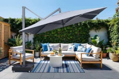 OUTFLEXX Sydney Ampelschirm, anthrazit matt/grau, Alu/Polyester,350 x 350 cm, mit Air-Vent System, inkl. Schirmständer