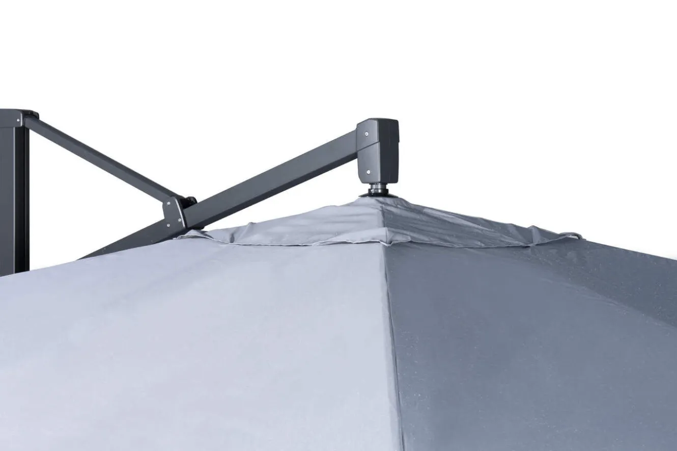 OUTFLEXX Sydney Ampelschirm, anthrazit matt/grau, Alu/Polyester,350 x 350 cm, mit Air-Vent System, inkl. Schirmständer