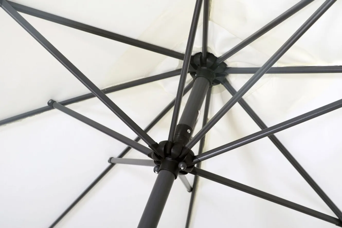 OUTFLEXX Sydney Mittelstockschirm, anthrazit/creme, pulverbesch. Aluminium/Polyester PA-beschichtet, 270 x 150 cm