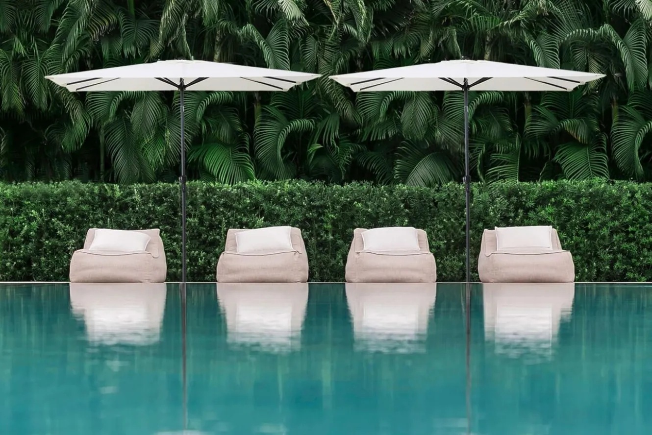 OUTFLEXX Sydney Mittelstockschirm, anthrazit/creme, pulverbesch. Aluminium/Polyester PA-beschichtet, 270 x 150 cm