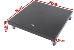 OUTFLEXX Sydney Schirmständer, Granit, 80x80x16,5cm, 120kg, mit Lenkrollen