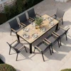 OUTFLEXX Tallinn Garten-Essgruppe, 8 Personen, Tisch 200x90 cm, Alu/Holzimitat, anthrazit/natur