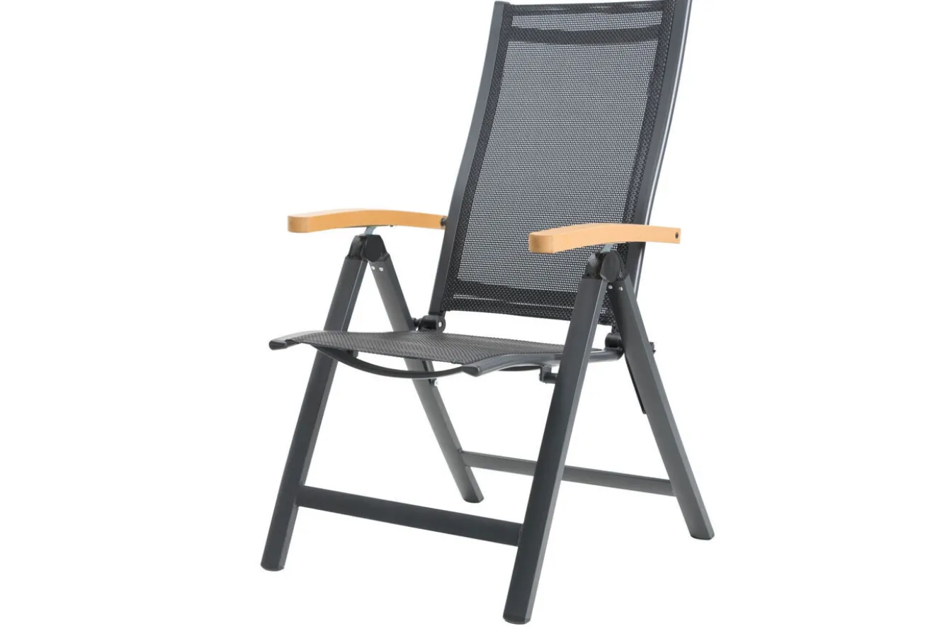 OUTFLEXX Tallinn Klappstuhl, anthrazit matt, Alu/Holzimitat, 67 x 58 x 107 cm