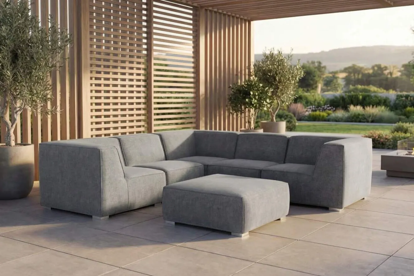 OUTFLEXX Tasty Gartenlounge für 6 Personen, dunkelgrau, Alu/Polyester, robust
