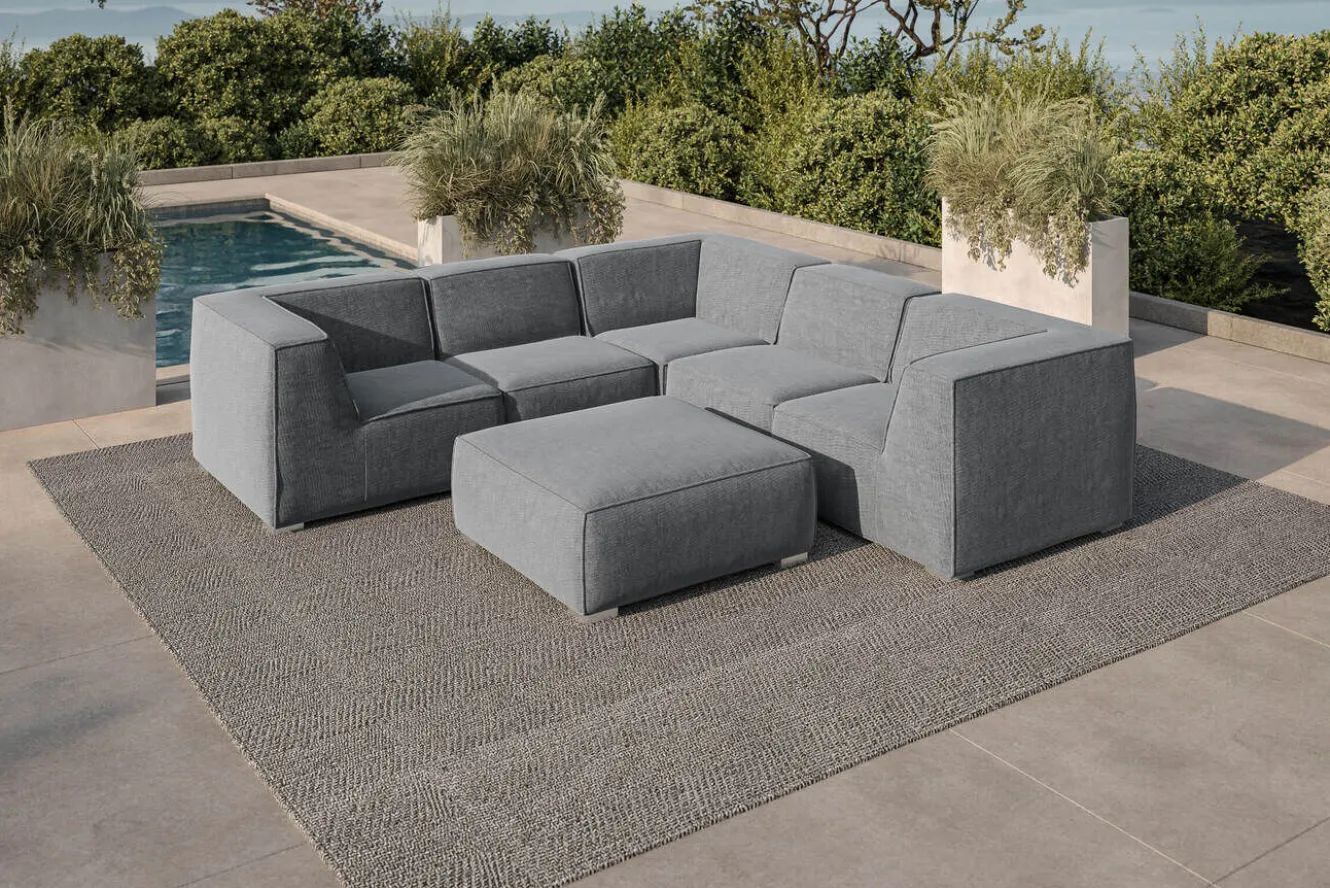 OUTFLEXX Tasty Gartenlounge für 6 Personen, dunkelgrau, Alu/Polyester, robust