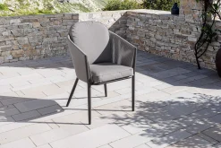 OUTFLEXX Tavio Dining Sessel, dunkelgrau/anthrazit, Alu/Rope-Geflecht, 58 x 61 x 80 cm, inkl. Sitzkissen