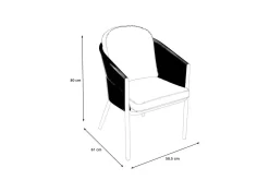 OUTFLEXX Tavio Dining Sessel, hellgrau/beige, Alu/Rope-Geflecht, 58 x 61 x 80 cm, inkl. Kissen