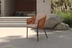 OUTFLEXX Tavio Dining Sessel, orange-anthrazit, Alu/Rope-Geflecht, 58 x 61 x 80 cm, inkl. Kissen