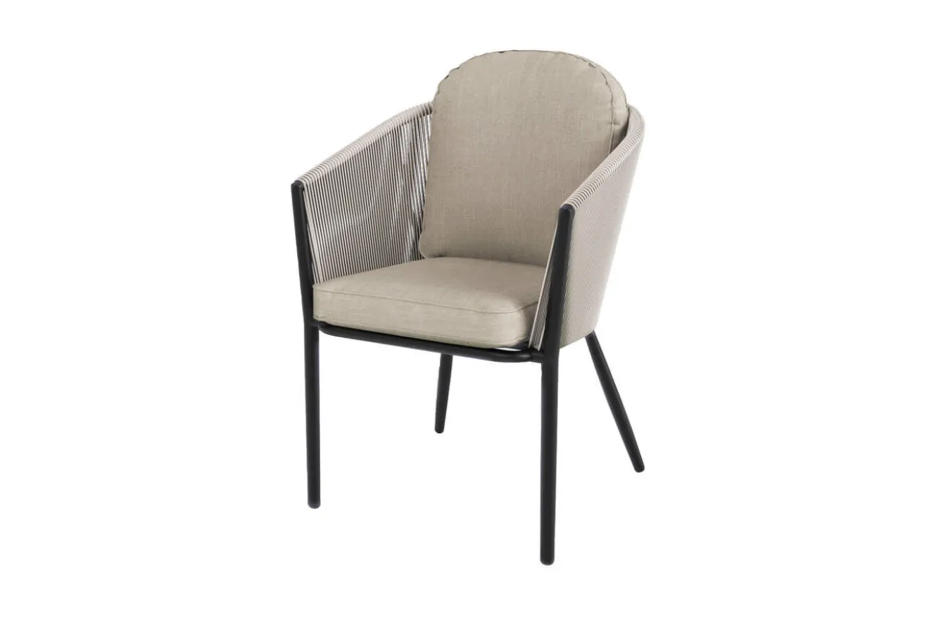 OUTFLEXX Tavio Garten-Essgruppe, anthrazit matt/beige, Alu/Rope-Geflecht, Tisch 180/240 x 100 cm, 6 Diningsessel