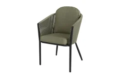 OUTFLEXX Tavio Garten-Essgruppe, schwarz/grün, Alu/Steinimitat/Rope-Geflecht, Tisch 200/260 x 100 cm, ausziehbar, 6 Diningsessel