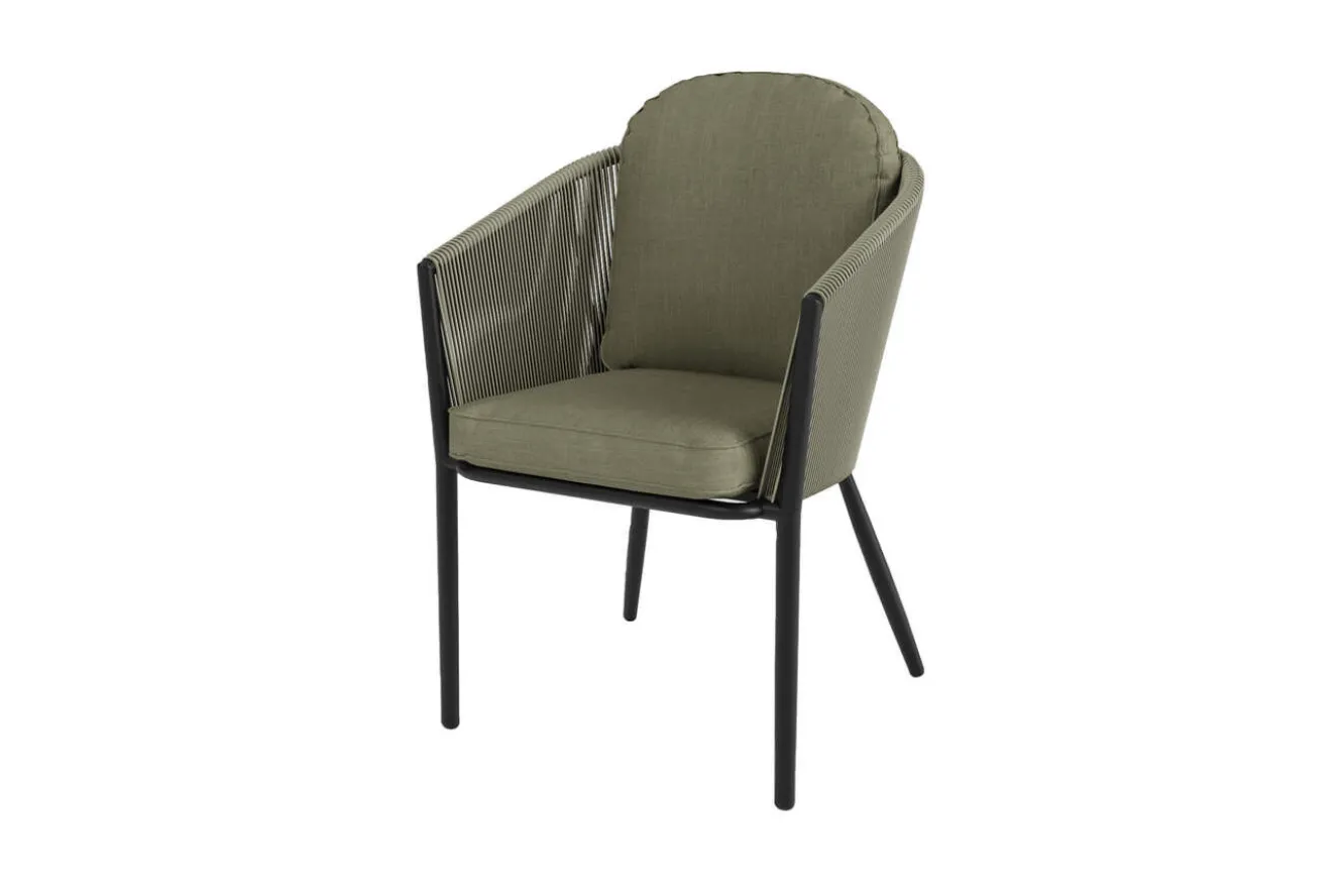 OUTFLEXX Tavio Garten-Essgruppe, anthrazit matt/grün, Alu/Rope-Geflecht, ausziehbare Tischplatte 180/240 x 100 cm, 6 Diningsessel