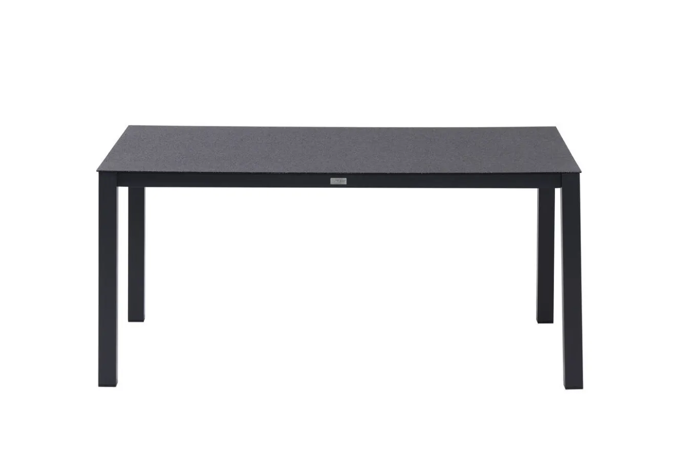OUTFLEXX Tavio Garten-Essgruppe, anthrazit matt/orange, Alu/Rope-Geflecht, Spraystone-Tischplatte 160 x 95 cm, 4 Diningsessel