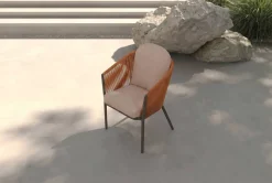 OUTFLEXX Tavio Garten-Essgruppe, schwarz/orange, Alu/Rope-Geflecht, Tisch 200/260 x 100 cm, 6 Diningsessel, ausziehbar