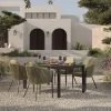 OUTFLEXX Tavio Garten-Essgruppe, anthrazit matt/grün, Alu/Rope-Geflecht/Spraystone, 160 x 95 x cm, 4 Diningsessel