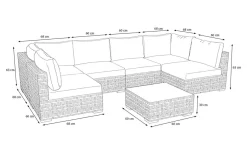 OUTFLEXX Tiago Gartenlounge für 6 Personen, langlebiges Material, robust, witterungsbeständig