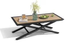 OUTFLEXX Tisch, anthrazit matt, Aluminium, 110 x 60 cm, höhenverstellbar, Tischplatte aus Kristall-Kunststein
