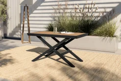 OUTFLEXX Tisch, anthrazit matt, Aluminium, 110 x 60 cm, höhenverstellbar, Tischplatte aus Kristall-Kunststein