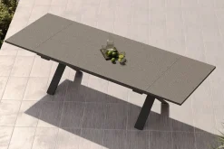 OUTFLEXX Toronto Ausziehtisch, anthrazit matt, Alu/Spraystone, 180/280x100cm, Schubladenauszug