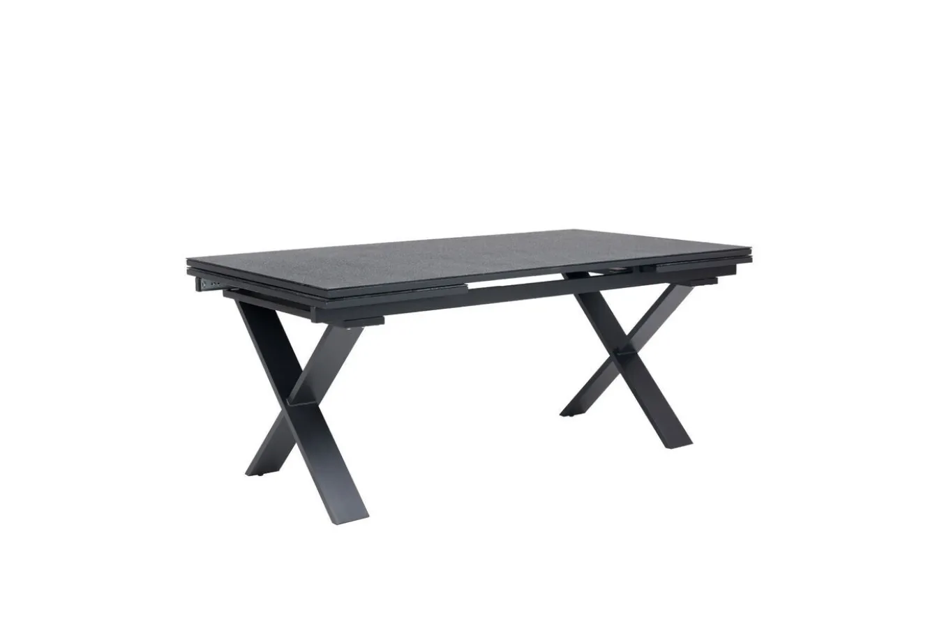 OUTFLEXX Toronto Ausziehtisch, anthrazit matt, Alu/Spraystone, 180/280x100cm, Schubladenauszug