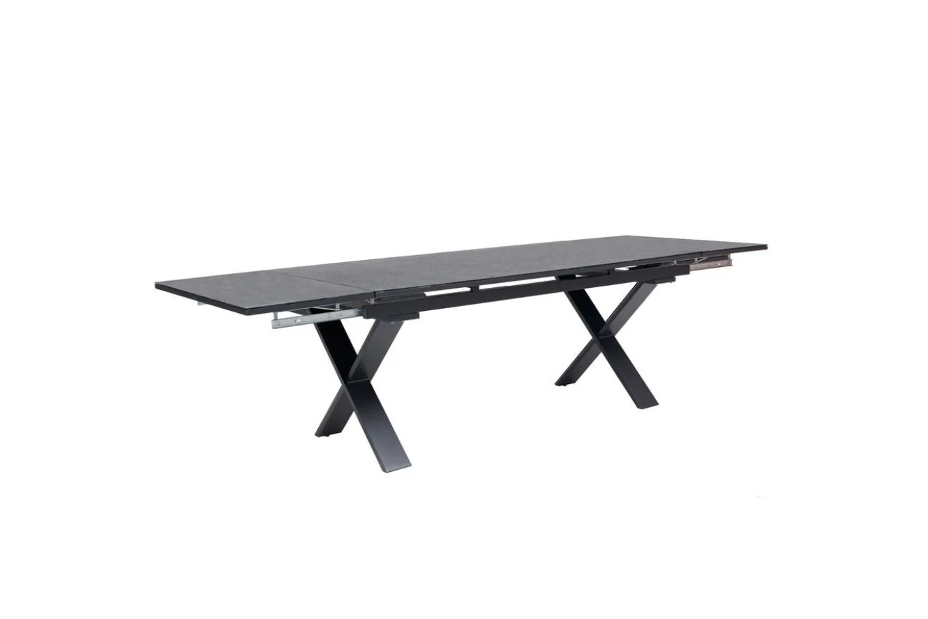 OUTFLEXX Toronto Ausziehtisch, anthrazit matt, Alu/Spraystone, 180/280x100cm, Schubladenauszug