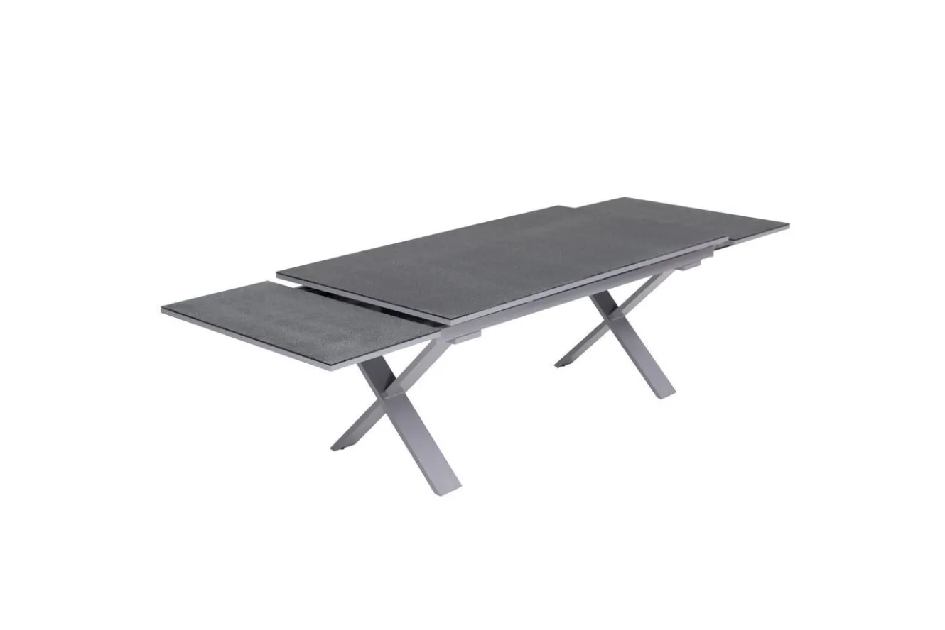 OUTFLEXX Toronto Ausziehtisch, silber, Alu/Spraystone, 180/280x100cm, Schubladenauszug