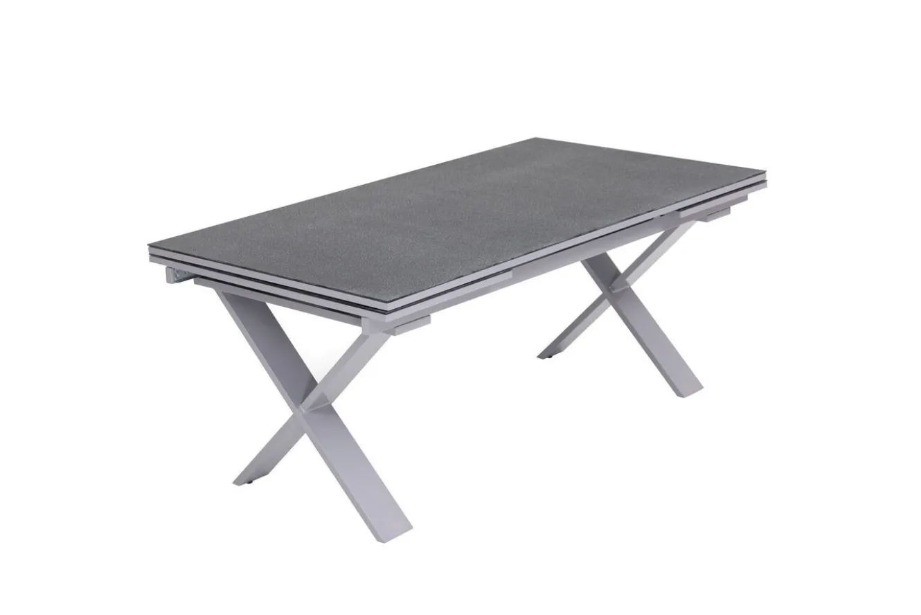 OUTFLEXX Toronto Ausziehtisch, silber, Alu/Spraystone, 180/280x100cm, Schubladenauszug
