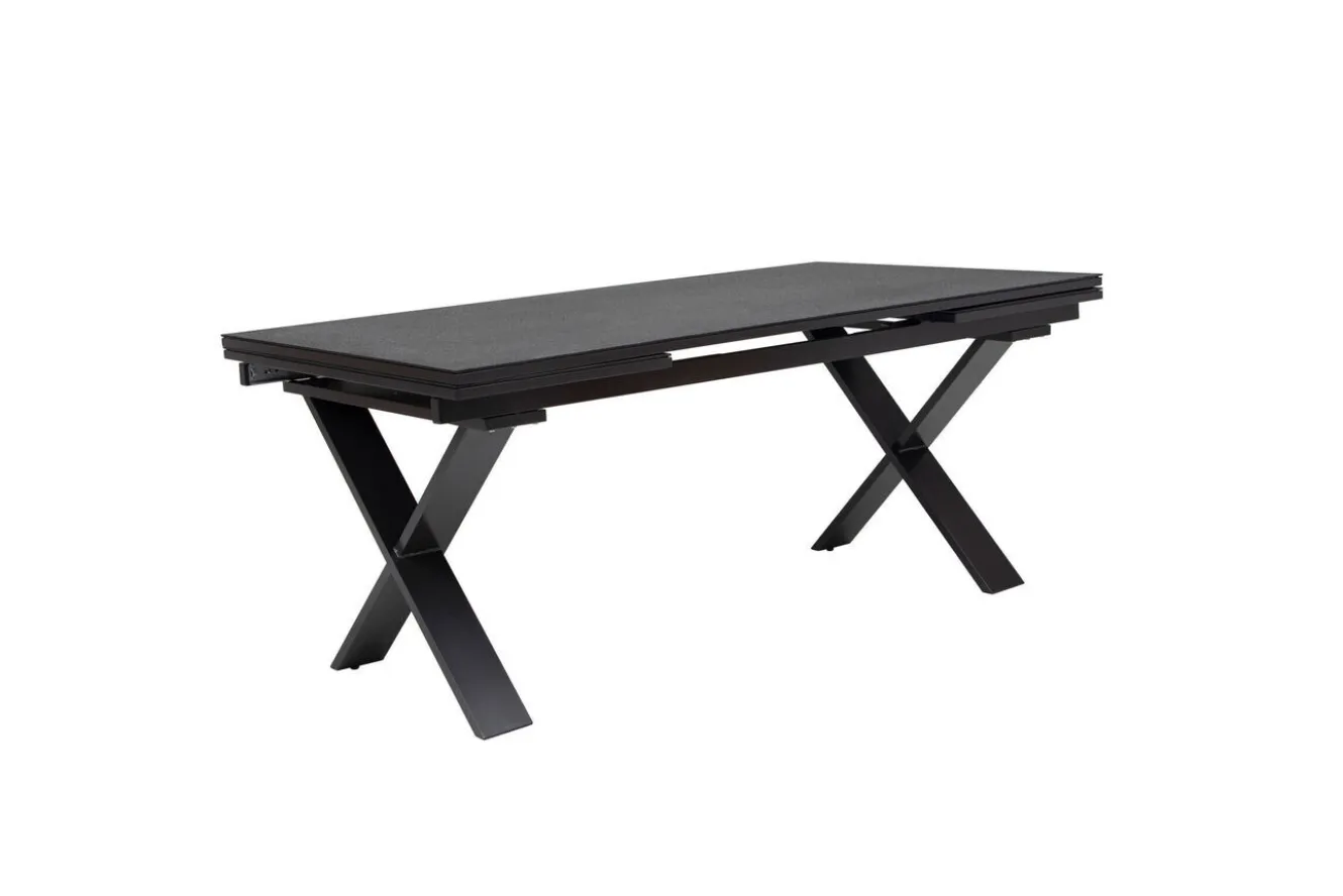 OUTFLEXX Toronto Ausziehtisch, anthrazit, Alu/Spraystone, 180/280x100cm, Schubladenauszug