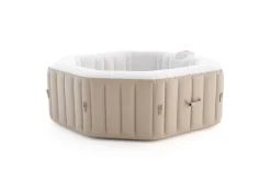 OUTFLEXX Tulum Whirlpool, beige/weiß, PVC laminiert, ⌀ 195 x 65 cm, aufblasbar, mit Massagedüsen, integriertes Ablassventil, UV-beständig