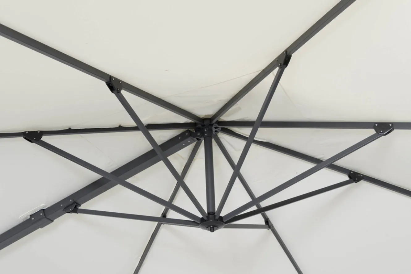 OUTFLEXX Ultimate L Ampelschirm, anthrazit/creme, Alu/Spuncrylic®, 400 x 400 cm, inkl. befüllbarem Schirmständer