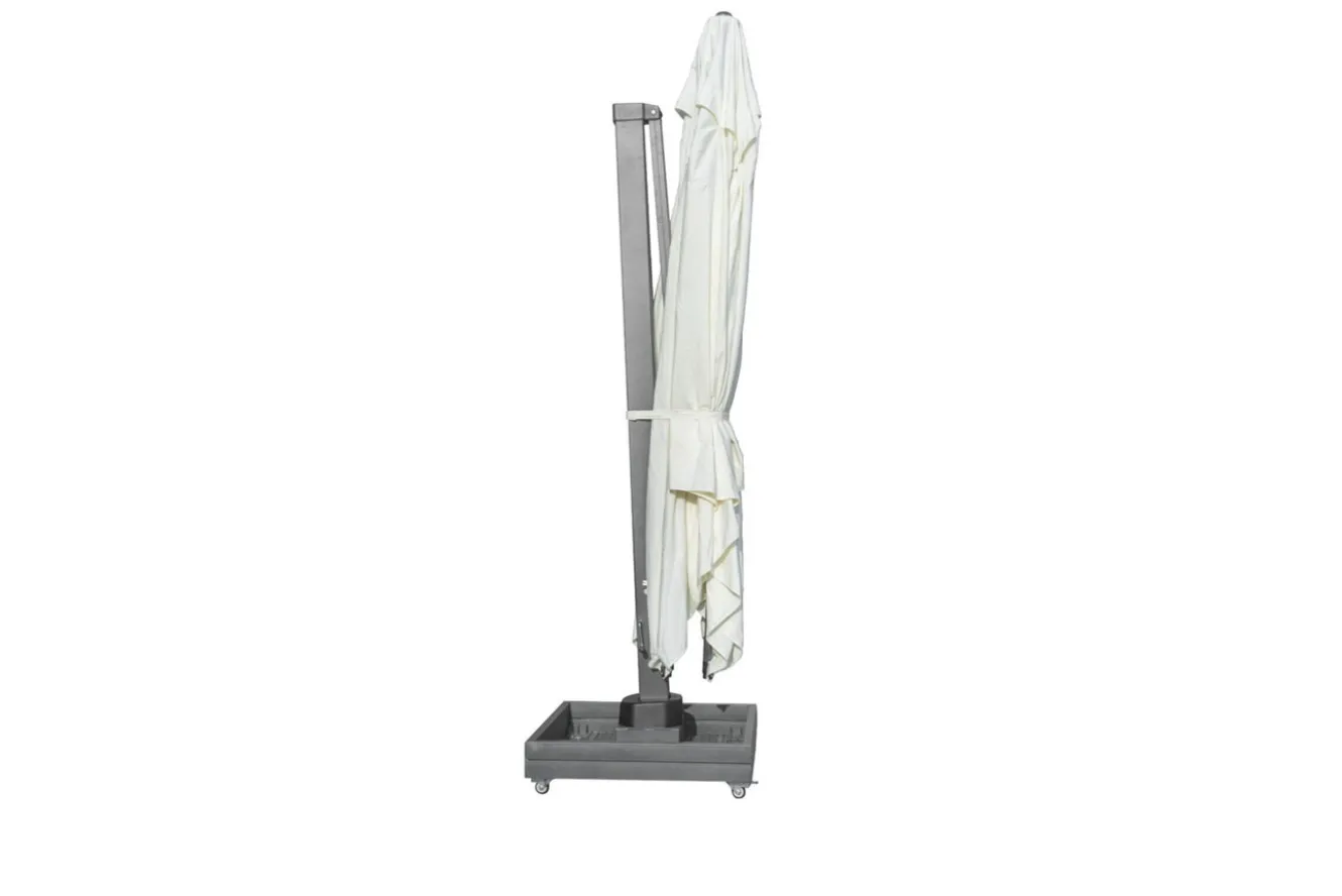 OUTFLEXX Ultimate XL Ampelschirm, anthrazit/creme, Alu/Spuncrylic®, 450 x 450 cm, inkl. befüllbarem Schirmständer