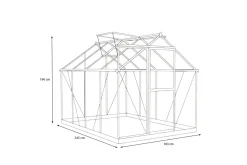 OUTFLEXX Verde Basic Gewächshaus, schwarzer Rahmen, Aluminium pulverbeschichtet mit Polycarbonat-Doppelstegplatten, 245 x 183 x 190 cm, UV-beständig, inkl. Schiebetür