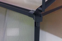OUTFLEXX Verde Basic Gewächshaus, schwarzer Rahmen, Aluminium pulverbeschichtet mit Polycarbonat-Doppelstegplatten, 245 x 183 x 190 cm, UV-beständig, inkl. Schiebetür