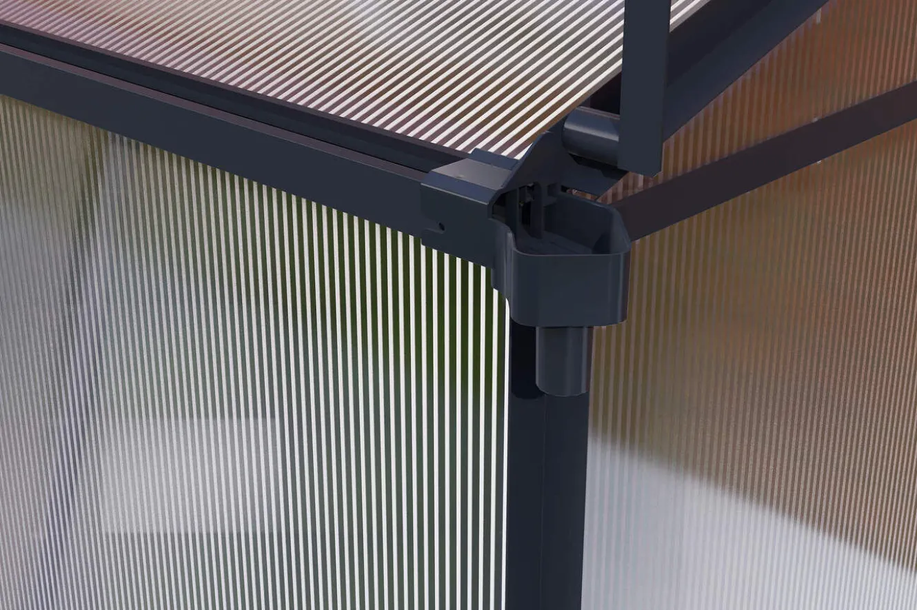 OUTFLEXX Verde Basic Gewächshaus, schwarzer Rahmen, Aluminium pulverbeschichtet mit Polycarbonat-Doppelstegplatten 4 mm, 187 x 183 x 190 cm, UV-geschützt und wetterfest