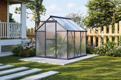 OUTFLEXX Verde Basic Gewächshaus, schwarzer Rahmen, Aluminium pulverbeschichtet mit Polycarbonat-Doppelstegplatten 4 mm, 187 x 183 x 190 cm, UV-geschützt und wetterfest