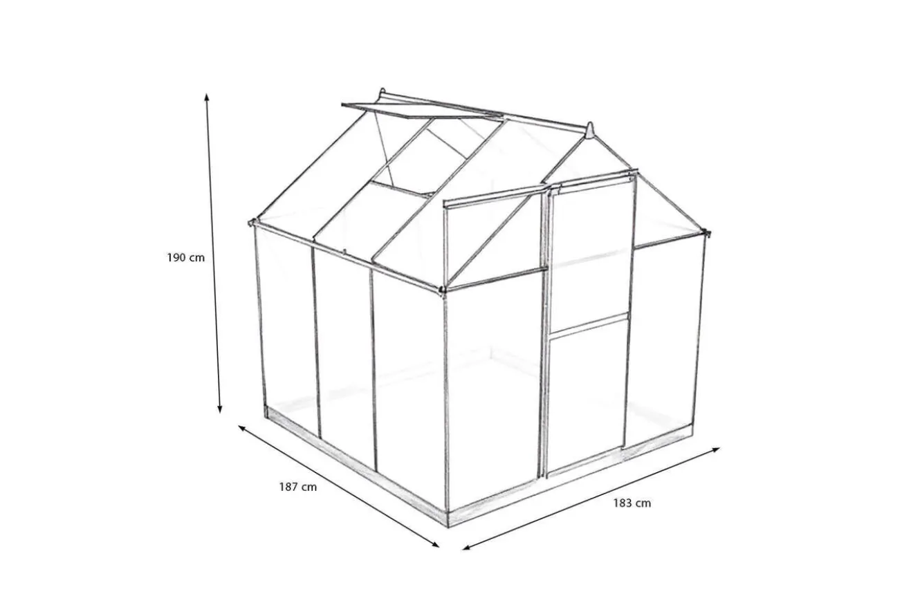 OUTFLEXX Verde Basic Gewächshaus, schwarzer Rahmen, Aluminium pulverbeschichtet mit Polycarbonat-Doppelstegplatten 4 mm, 187 x 183 x 190 cm, UV-geschützt und wetterfest